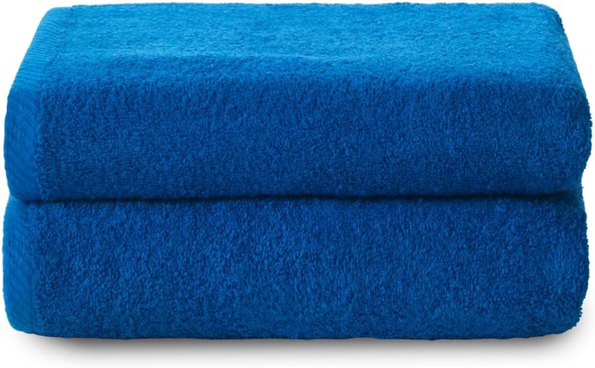SnelShoppen - Grote Badhanddoeken Set van 2 - 100 x 150 cm - 100% Katoen - Sneldrogend en Absorberend - Blauw - Perfect voor Thuis, Zwembad en Vakanti