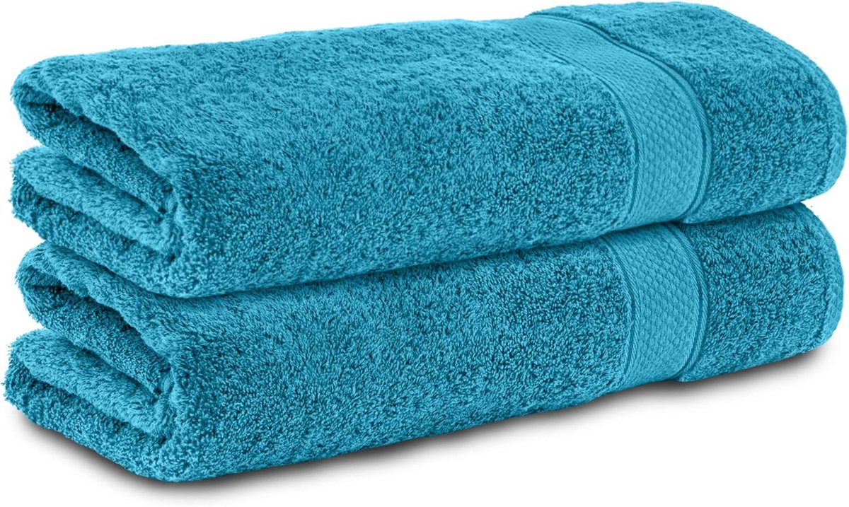 SnelShoppen - Set van 2 Turquoise Handdoeken 50 x 100 cm - 100% Katoen - Zachte, Absorberende Terry Doeken - Perfect voor Badkamer, Zwembad en Sport