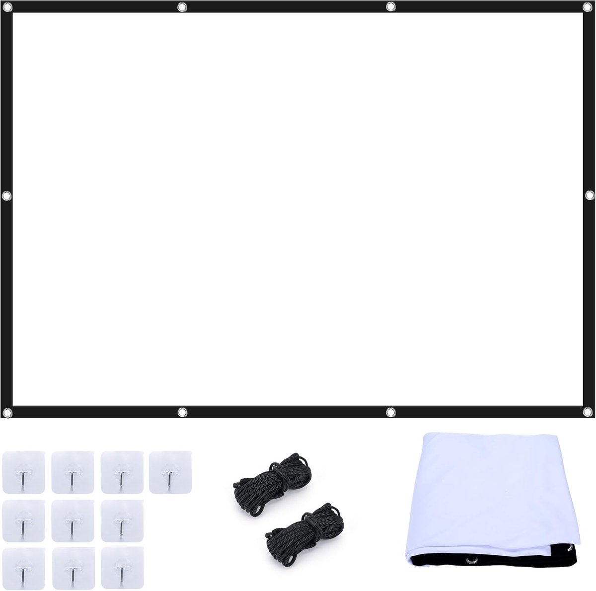 SnelShoppen - Beamer 100 Inch Projectiescherm 16:9 HD Draagbaar Opvouwbaar Kreukvrij Voor Thuisbioscoop, Kantoor, School, Outdoor Kamperen