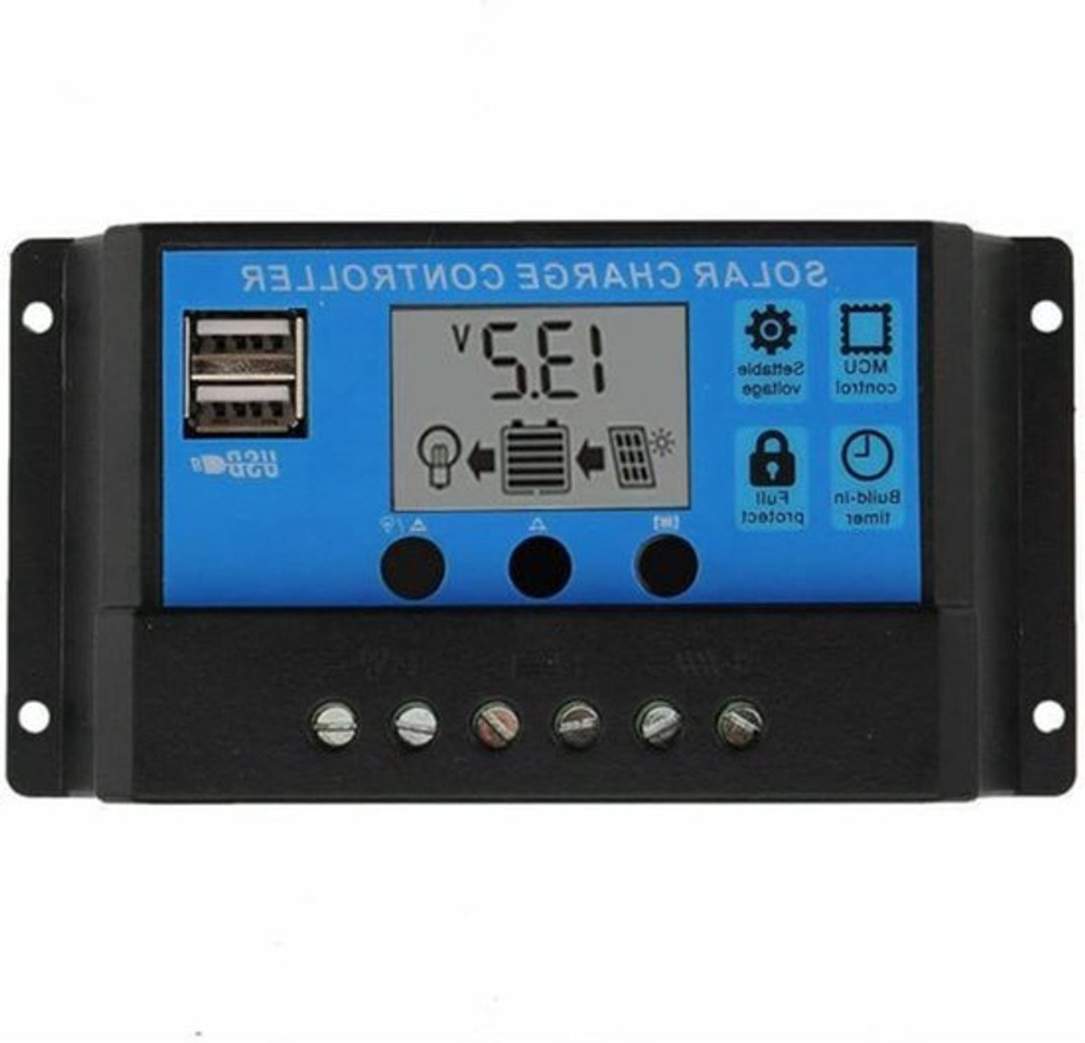 Solar Charge Controller 12 V/24 V 30A PWM Auto Parameter Verstelbare LCD Display Controller Intelligente Regelaar voor Zonne-energie Systemen met Dual USB