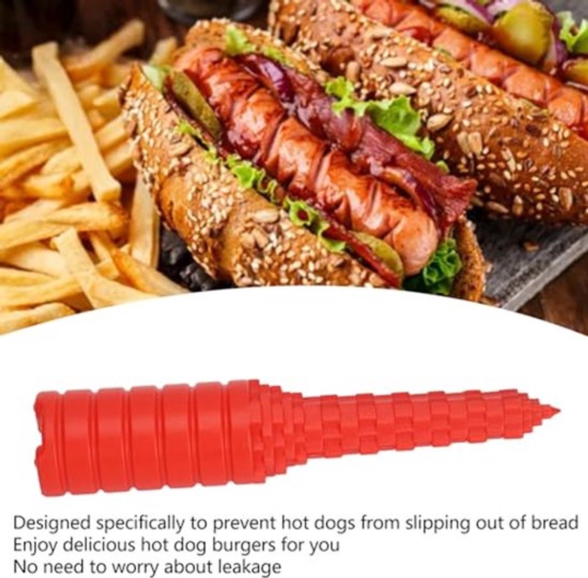 Hot Dogger Hot Dog Bun Driller Bakbenodigdheden voor Grillen BBQ Bratwursten Worst Filler, Hot Dog Brood Boor, Hot Dog Broodjes voor Grillen en Barbecue (Rood)