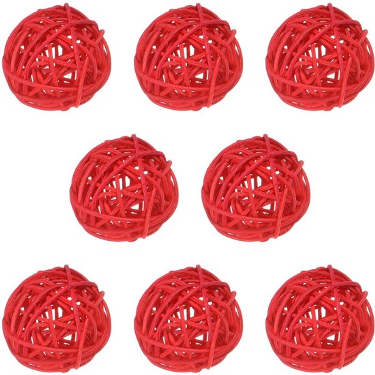 8-pack rieten rotan ballen 50 mm/2 inch decoratieve rotan ballen bollen vaasvullers komvullers voor kerst/bruiloften/Thanksgiving/doe-het-zelf ambachten/woondecoratie [rood]