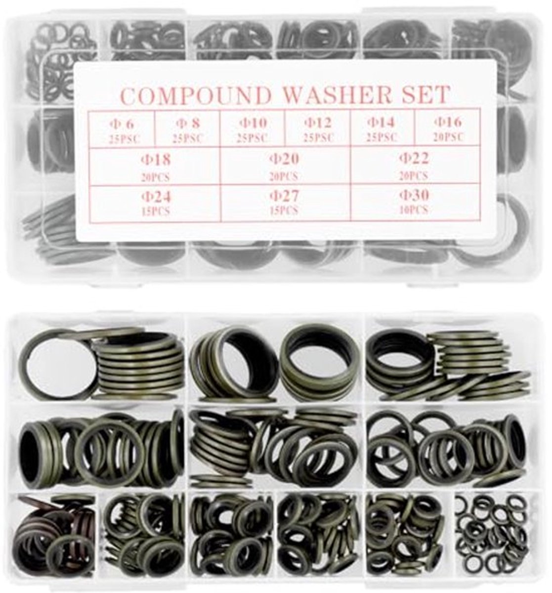 245 Stuks Platte Ringen, 6-30 mm Olieaftapplug Afdichtringen, Olieafvoerplug Afdichtringen