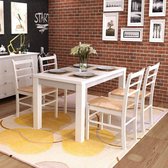 Eettafel stoelen Wit Hout 4 STUKS / Eetkamer stoelen / Extra stoelen voor huiskamer / Bezoekersstoelen