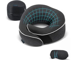 SnelShoppen - Proglobe Nekkussen Vliegtuig, Orthopedisch Reiskussen van 100% Traagschuim, Ideaal voor Auto, Trein en Vliegtuig, Incl. 3D-Slaapmasker e