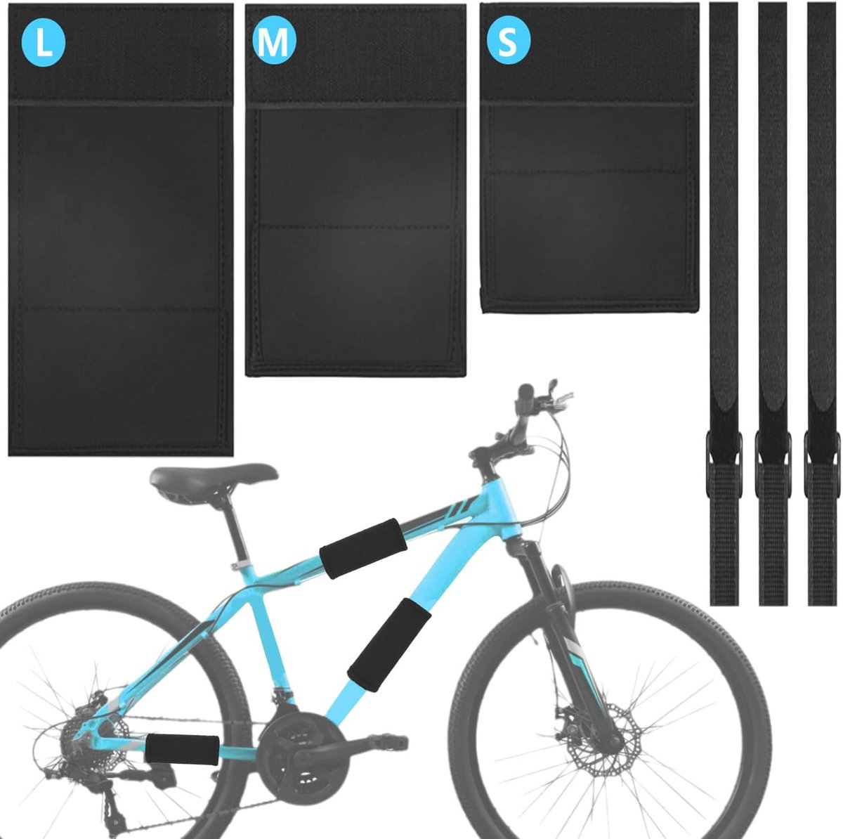SnelShoppen - Fietsframebescherming Kettingsteunbescherming Carbon-Frame 3 Stuks - Transportbescherming Voor E-bike - Bevestiging Voor Thule-Fietsendr
