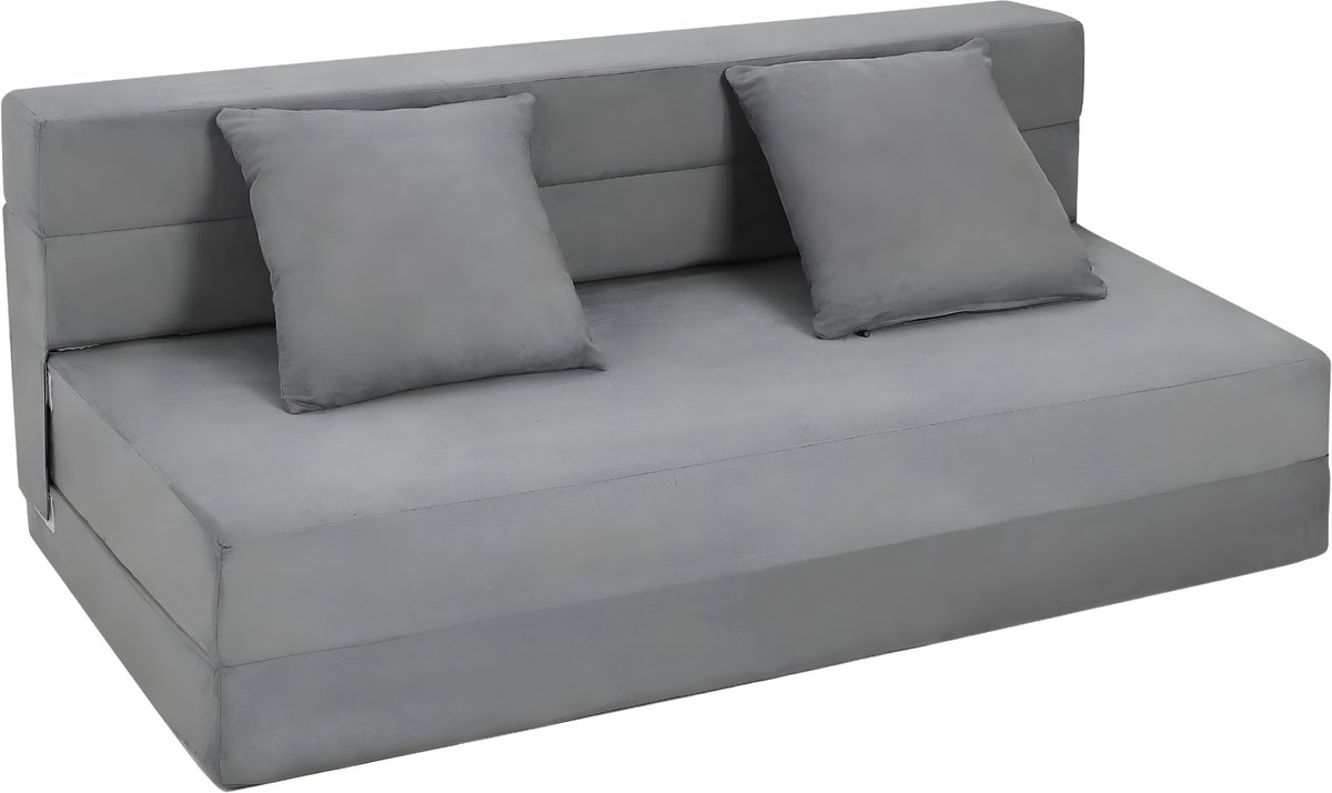 Opvouwbare slaapbank - Convertible futon stoelbed met memory foam en kussens - voor woonkamer en thuiskantoor - Grijs kleur, 400x400 cm