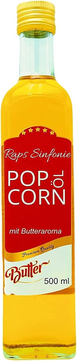 SnelShoppen - 500 ml Popcornolie met Natuurlijke Botersmaak - Ideaal voor Feest, Bioscoop, en Thuis - Praktische Schenktuit - Perfecte Popcorn Mais