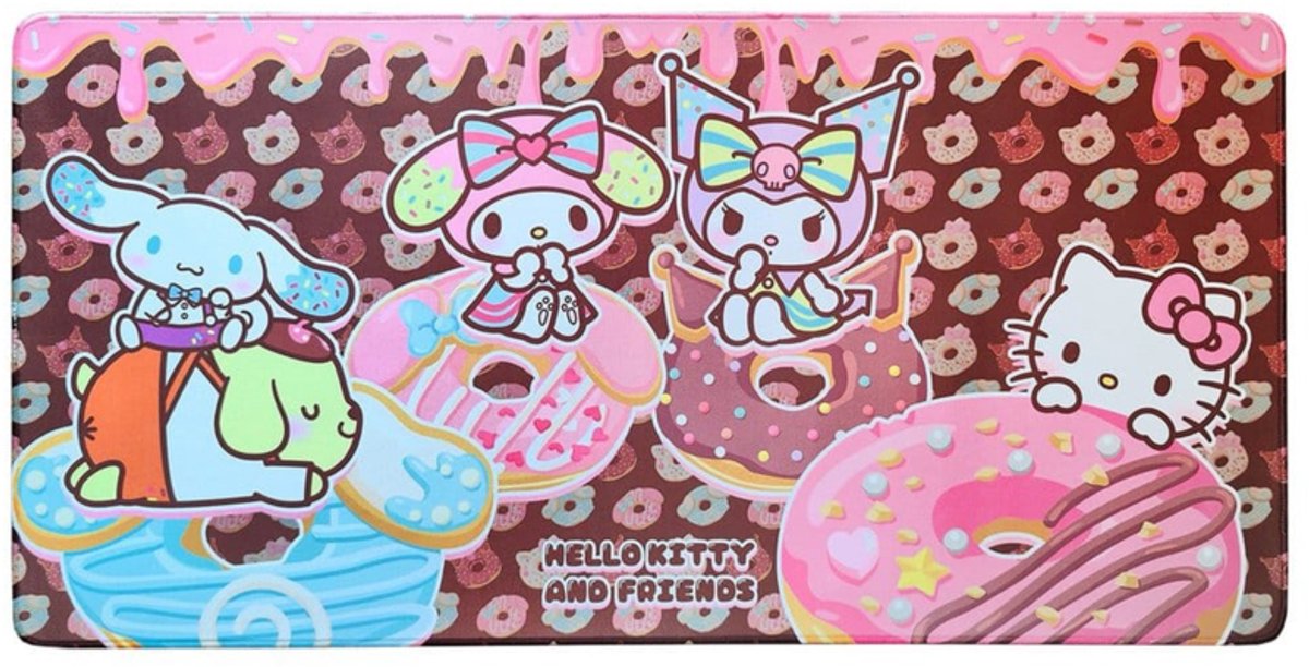 Sanrio Pink Black Party Series XXL Mousepad Hello Kitty & Friends Donuts
