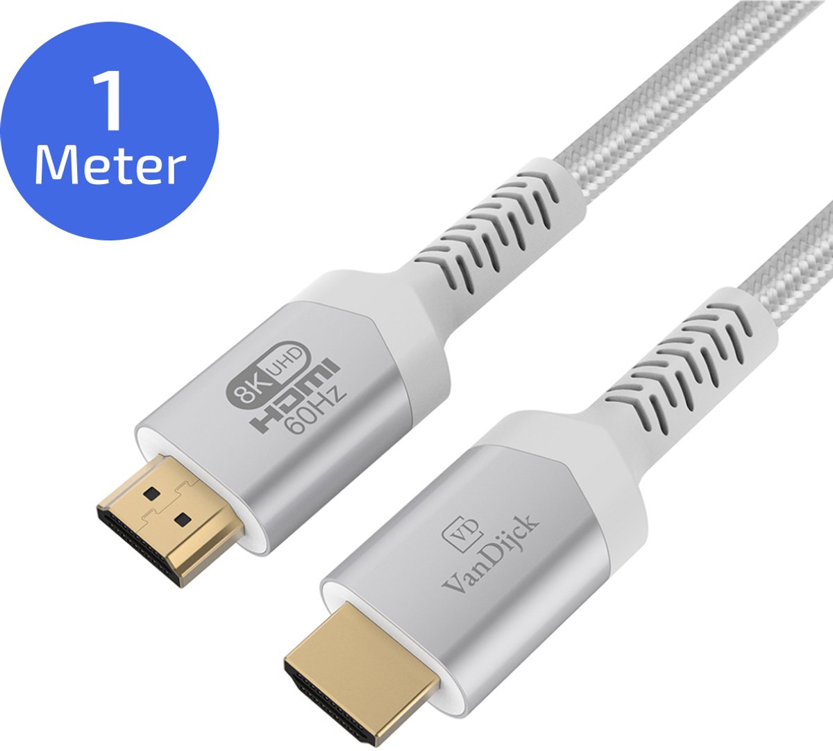 VanDijck Premium HDMI kabel 2.1 - 1 meter - 4K 120Hz - 8K 60Hz - Wit