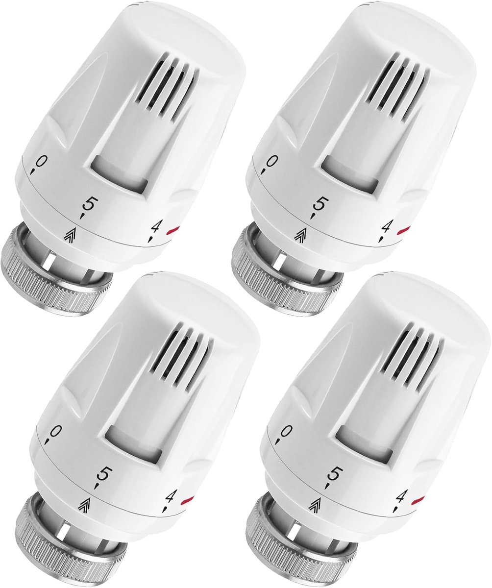 Thijox - Verwarmingsthermostaat Radiatorkop M30 x 1,5 - 4 Stuks Thermostaatkop voor Radiator Ventiel - Verwarmingsregelaar voor Thuis en Kantoor - Eff