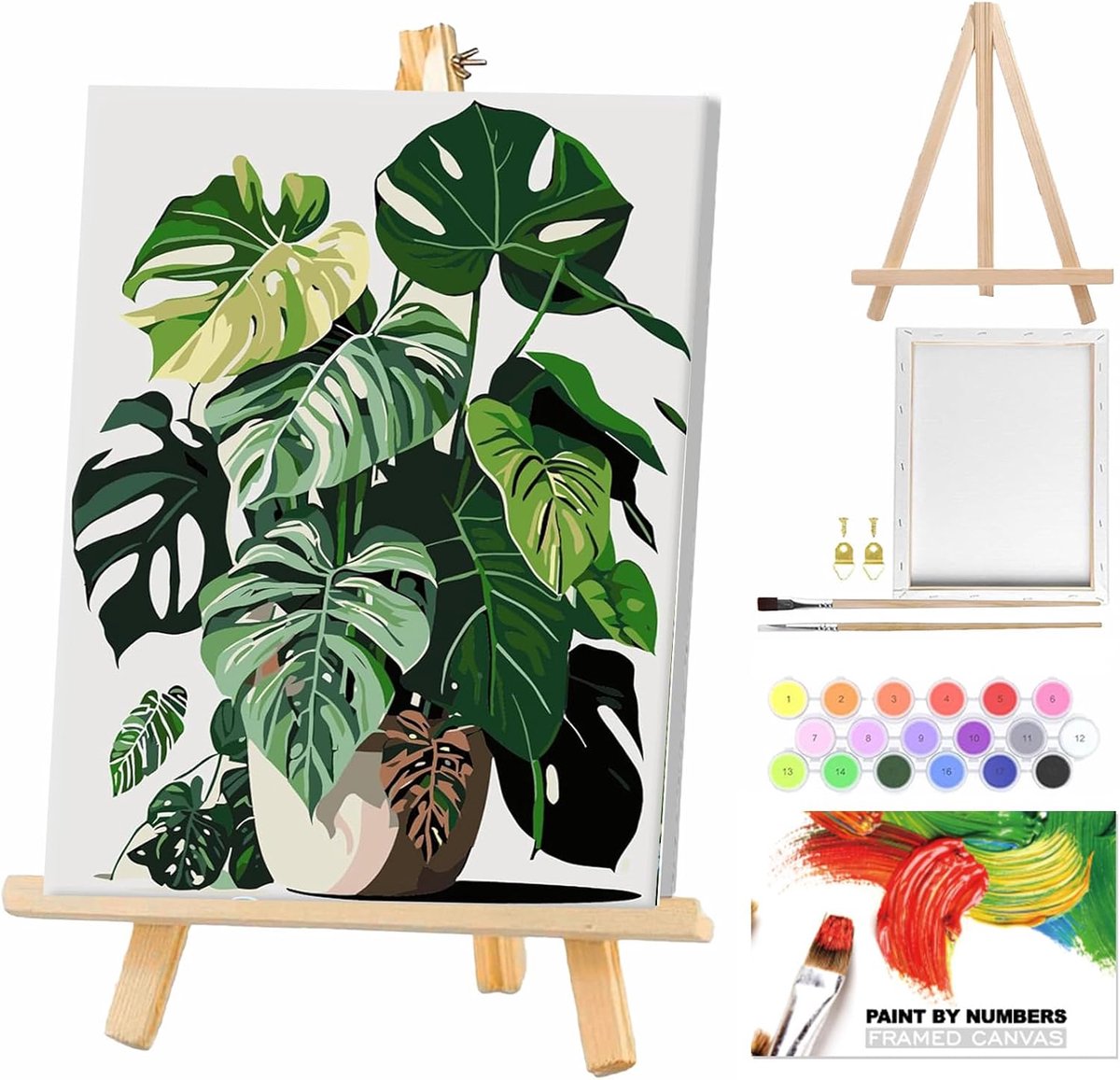 SnelShoppen - Schilderen op Nummer voor Volwassenen met Frame - Schilderkit met Statief, 2 Penseelsets, Acrylverf op Doek 20x30 cm - Creatief Cadeau v