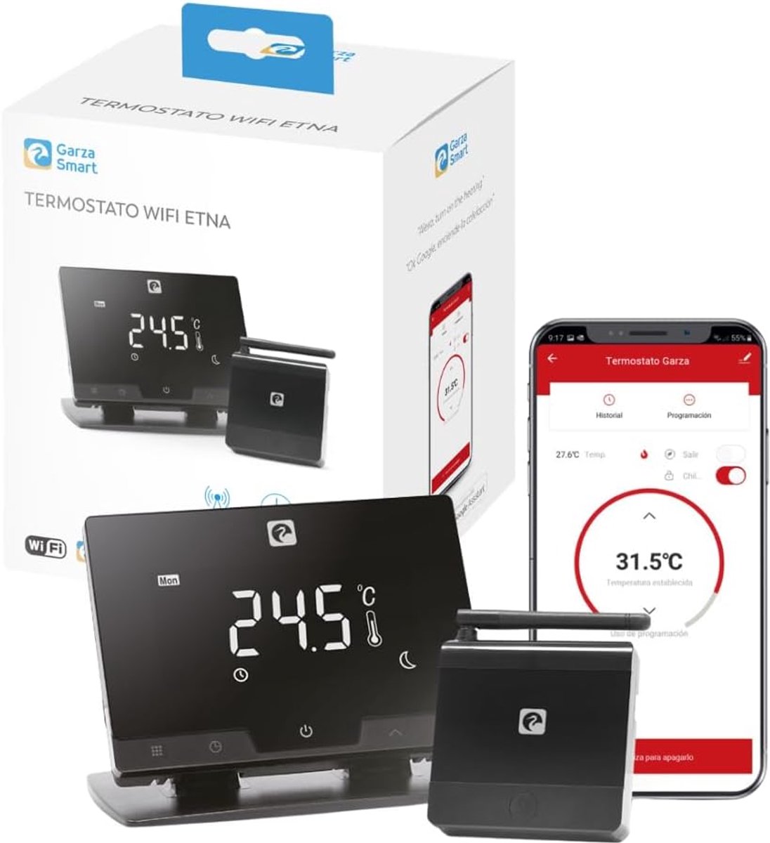 SnelShoppen - Smarthome Smart WiFi Thermostat voor Waterverwarming en Zwembad - Touchscreen, Programmeerbaar, Draadloze Batterijvoeding en Makkelijk t