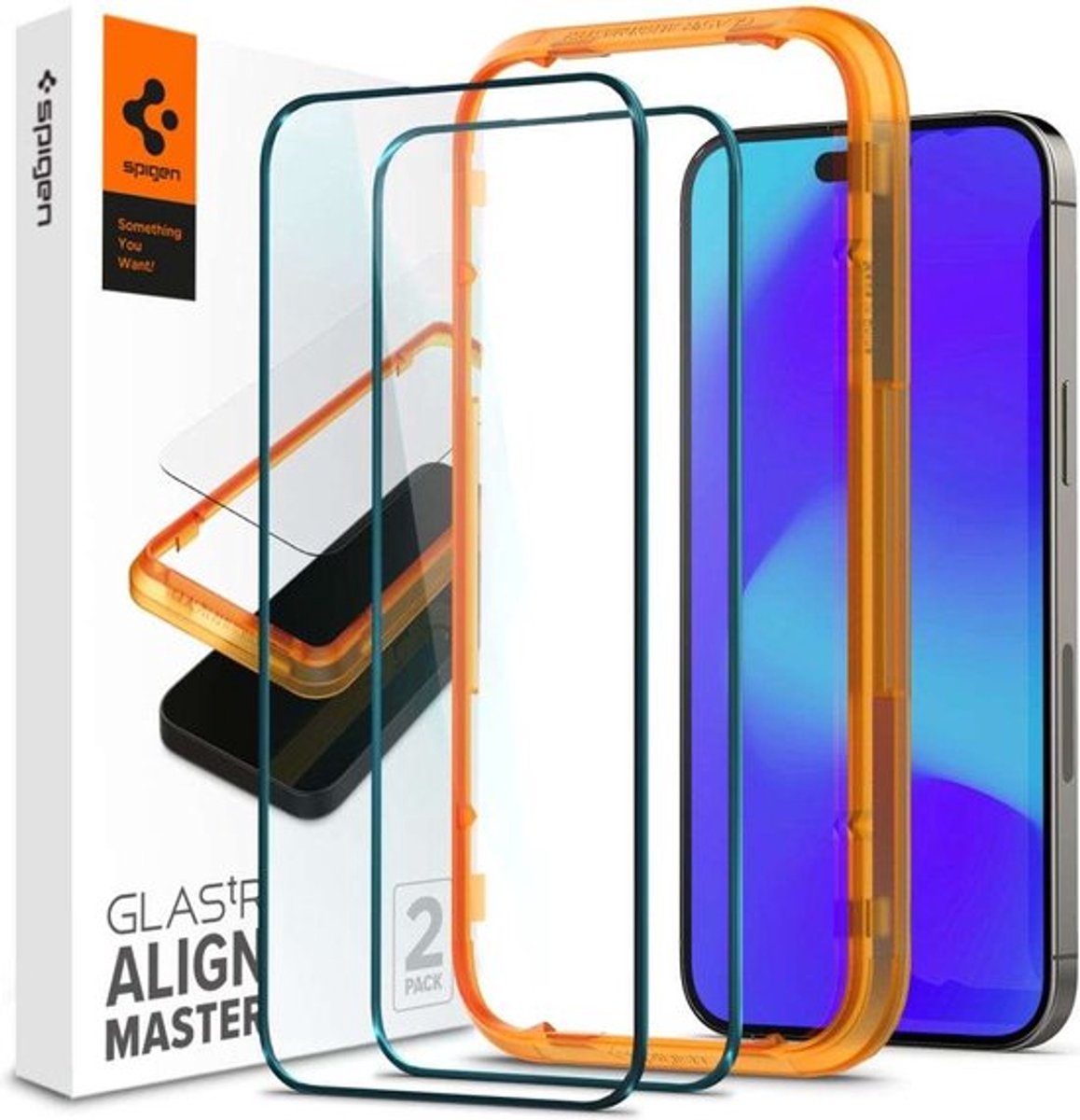 Geschikt voor Spigen Geschikt voor Apple iPhone 14 Pro - AlignMaster Full Cover Screenprotector - 2 Stuks