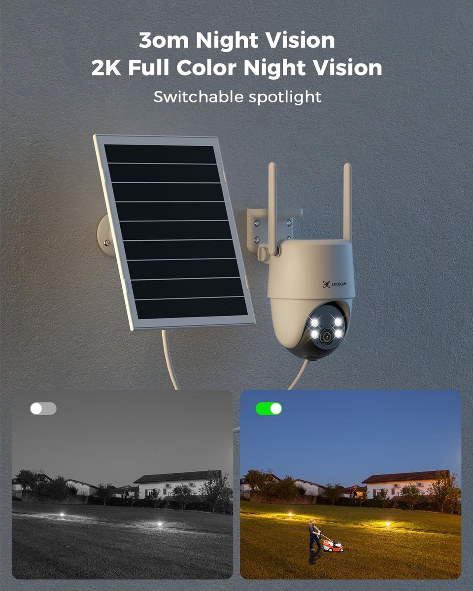 SnelShoppen - Outdoor WiFi Beveiligingscamera 24/7 Opname met 10000mAh Batterij en 8W Zonnepaneel, 2K PTZ, 30 Meter Nachtzicht, AI Detectie, Twee-Weg