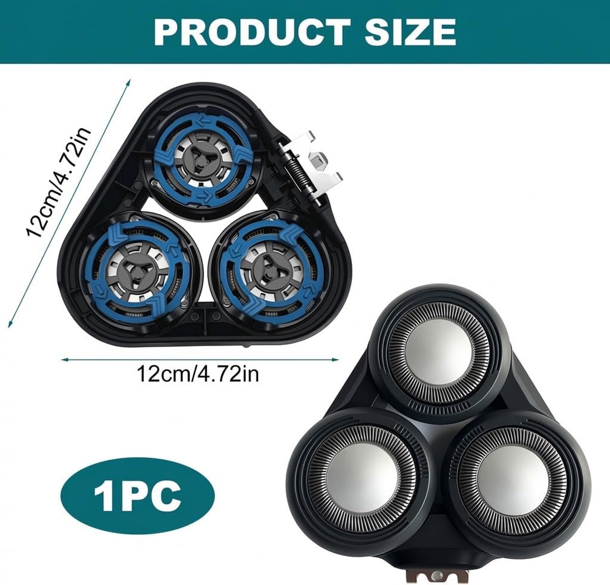 SnelShoppen - SH50 Scheerkoppen Vervangend voor Series 5000 - Compatibel met AT8xx, AT7xx, PT8xx, PT7xx - Perfecte Pasvorm voor Ronde Behuizing, Niet