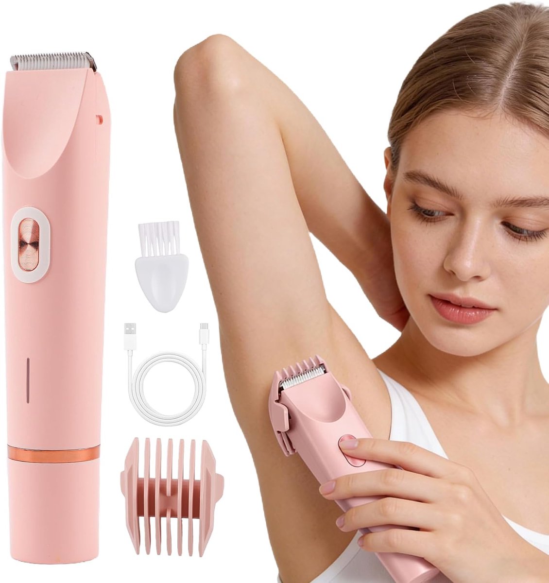 SnelShoppen - 2-in-1 Dames Elektrische Scheerapparaat - USB Oplaadbare Trimmer - Intieme Scheermachine & Bikini Trimmer - Draadloos Ontwerp voor Perso