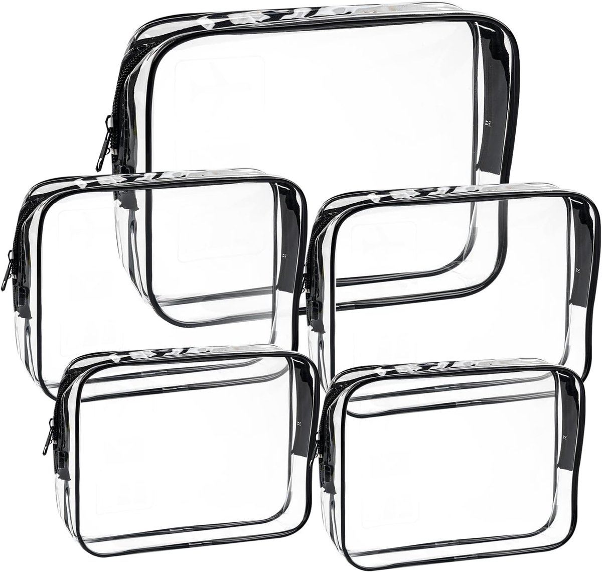 SnelShoppen - Clear Airport Travel Bag Set - Waterdichte Toilettas voor Mannen en Vrouwen - Plastic Zip Cosmetic Bag Set - 5 Stuks in Diverse Maten vo