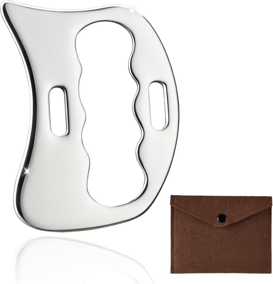 Thijox - Gua Sha Gezichtsapparaat van Roestvrij Staal - Lymfedrainage Massageschraper voor Volledig Lichaam - Anticellulitis Massage voor Benen, Rug,