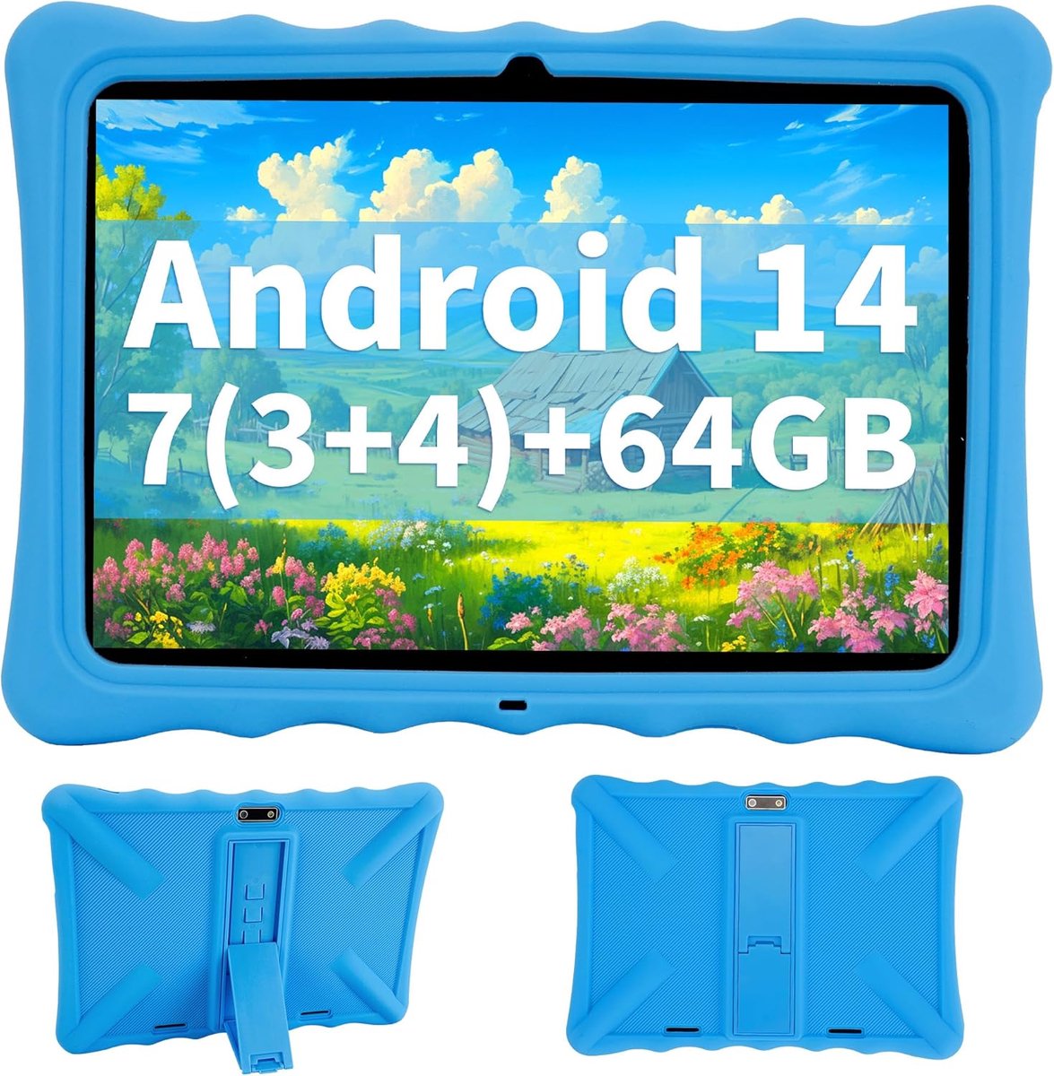 SnelShoppen - Veidoo Kids Tablet 10.1 inch IPS - 7GB RAM, 64GB ROM, Dual Camera, WiFi 6, Octa-Core, Parental Control, Silicone Case - Perfect voor Kin