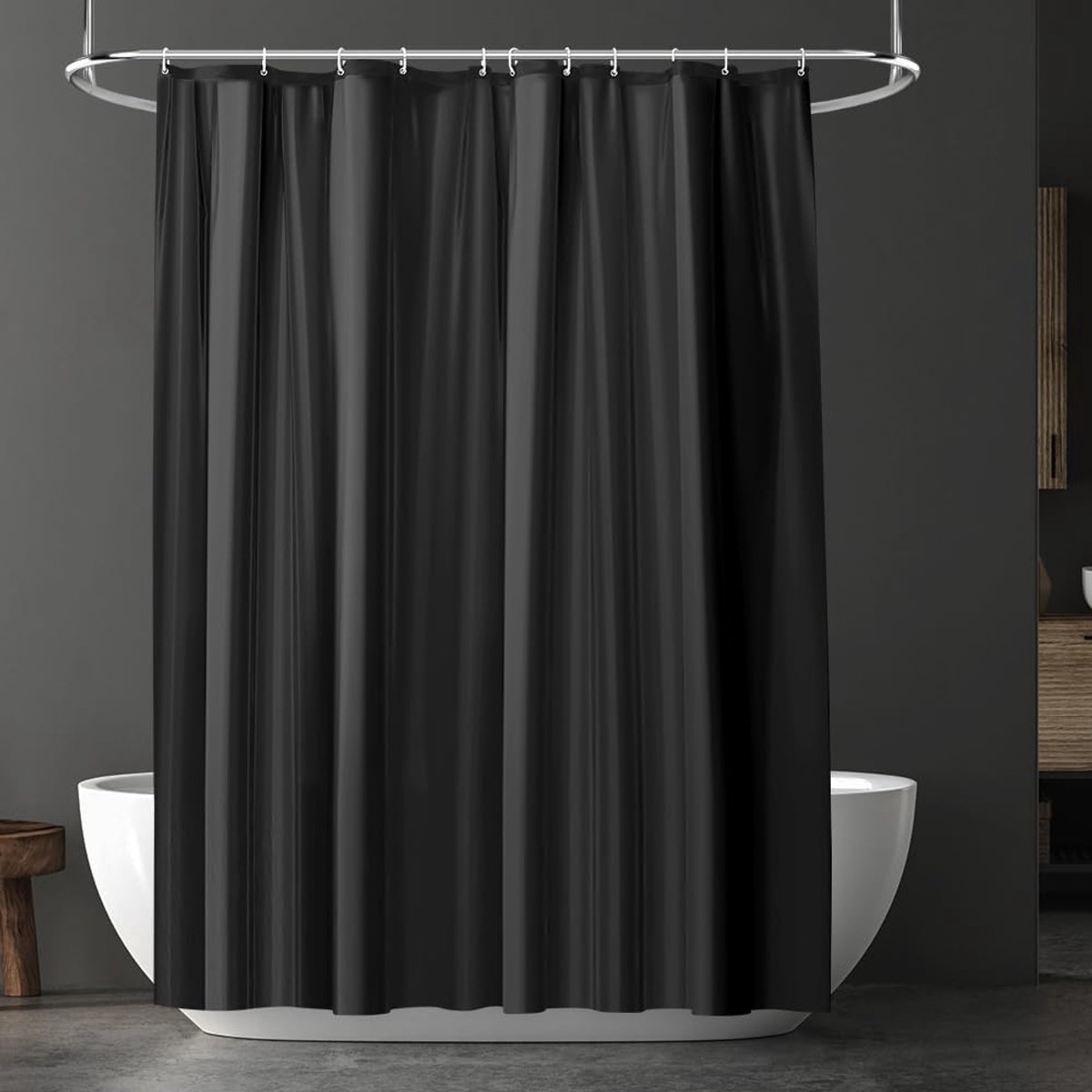 SnelShoppen - Douchegordijn 180 x 180 cm Waterproof Schimmelbestendig met 12 Ringen PEVA Katoen Wasbaar met Roestvrijstalen Oogjes voor Badkamer en Do