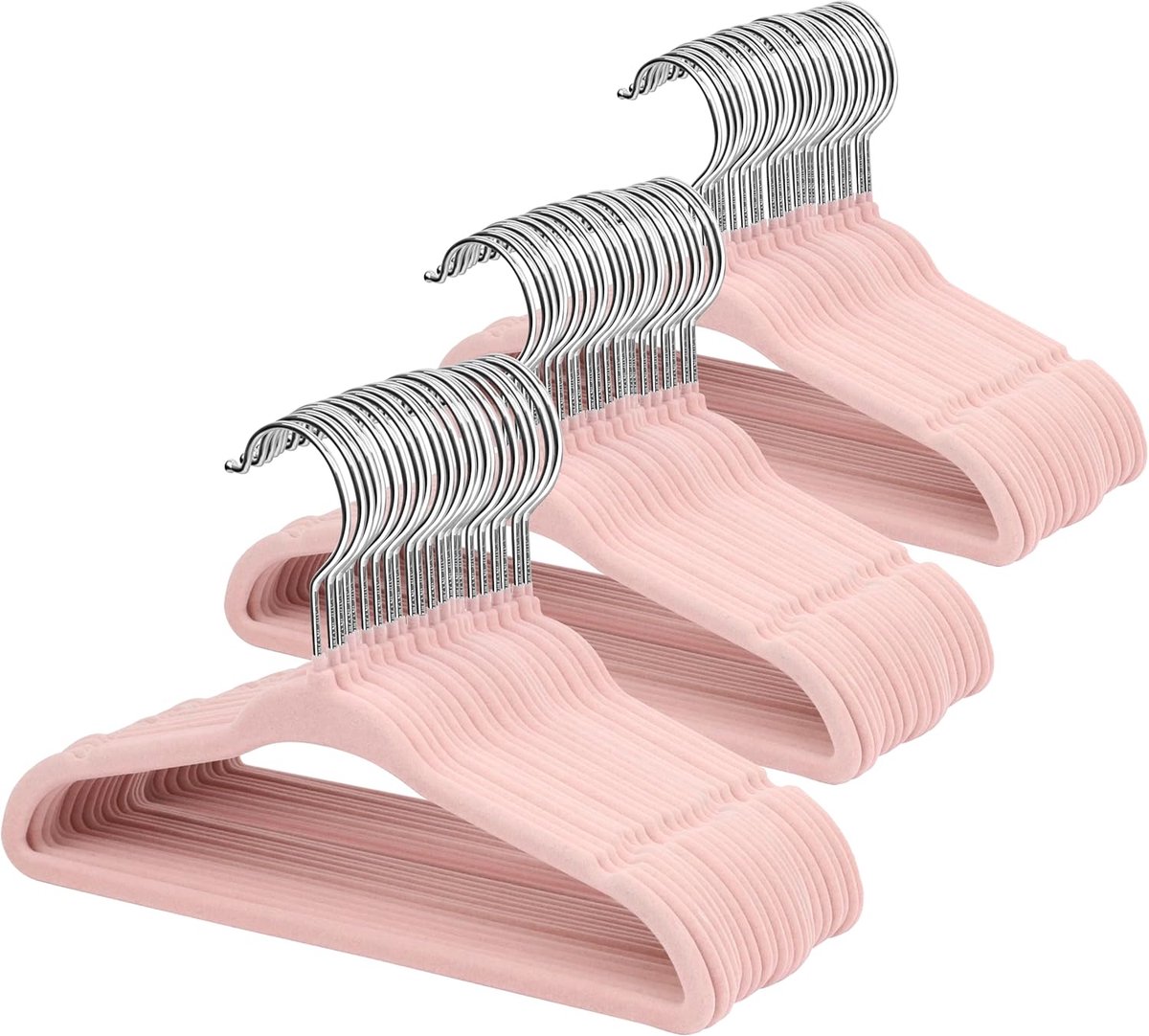 SnelShoppen - 66 Stuks 11" Velvet Baby Kleding Hangers - Antislip Kinderen Kleding Hangers met 360° Draaibare Haak - Ultra Dun Vilt Hanger voor Baby e