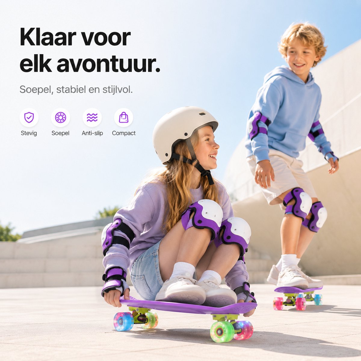 Suotu Skateboard - Skateboard Jongens – Wielen met LED-verlichting - ABEC-9 - Tot 50 kg - Skateboard Meisjes – Skateboard Volwassenen - Paars — afbeelding 2