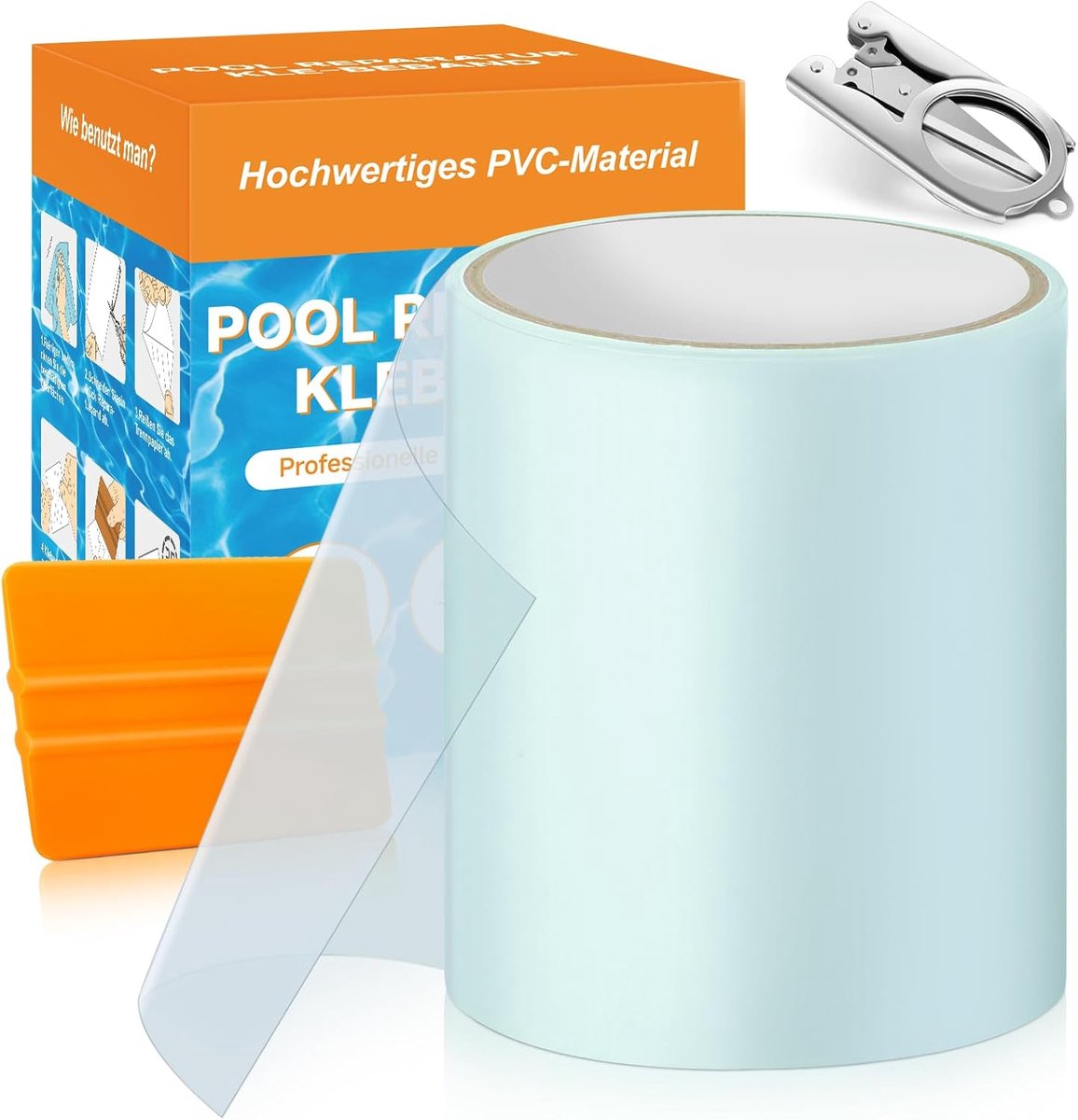 Thijox - Onderwater Pool Reparatieset 10x150cm, Zelfklevende PVC Pool Pleisters, Waterdichte Reparatietape voor Zwembad, Schlauchboot, Luchtmatras - I