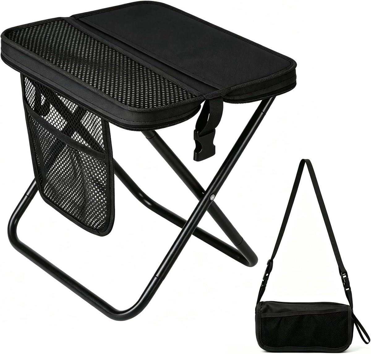 SnelShoppen - Draagbare Klapkruk 31 cm - Opvouwbare Campingkruk met Opbergtas - Mini Vouwstoel voor Tuin, Picknick, Trekking en Vissen - Lichte Zittin