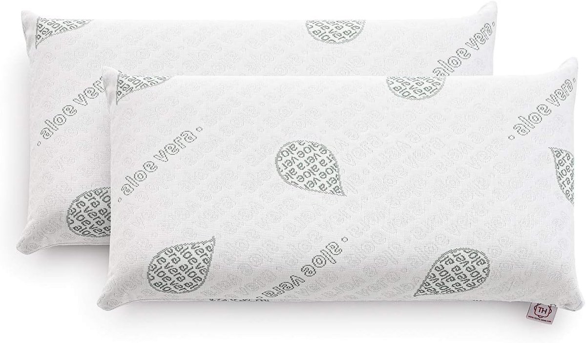 SnelShoppen - 2x Ergonomische Memory Foam Kussens 70x36x12 cm - Ademend en Anti-Allergisch met Aloe Vera Hoes - Perfect voor Gezond Slapen