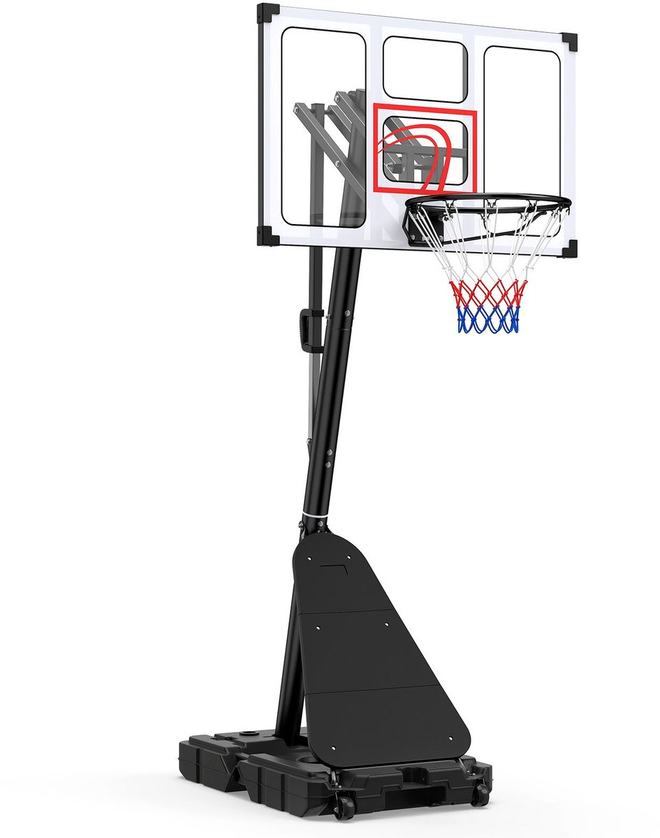 Basketbalstandaard- Basketbalpaal - Basketbalring - Verstelbaar in hoogte - 150-305 cm - Voor buiten - Met wieltjes - Weerbestendig