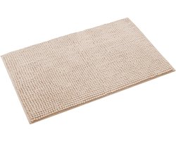 Badkamermat - Antislip badkamermat - Chenille badkamermat - Absorberende badkamermat - Wasbaar - 40*60 cm - Decoratieve mat voor thuis - Absorberend - Zacht - Geschikt voor badkuip/douche/badkamervloer - Beige