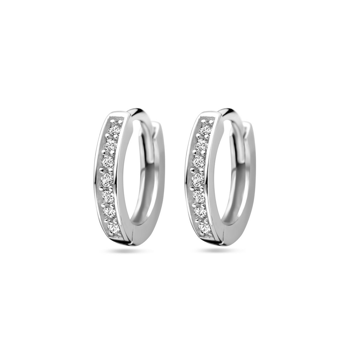 Glams klapoorringen zirkonia - 9 mm - Zilver