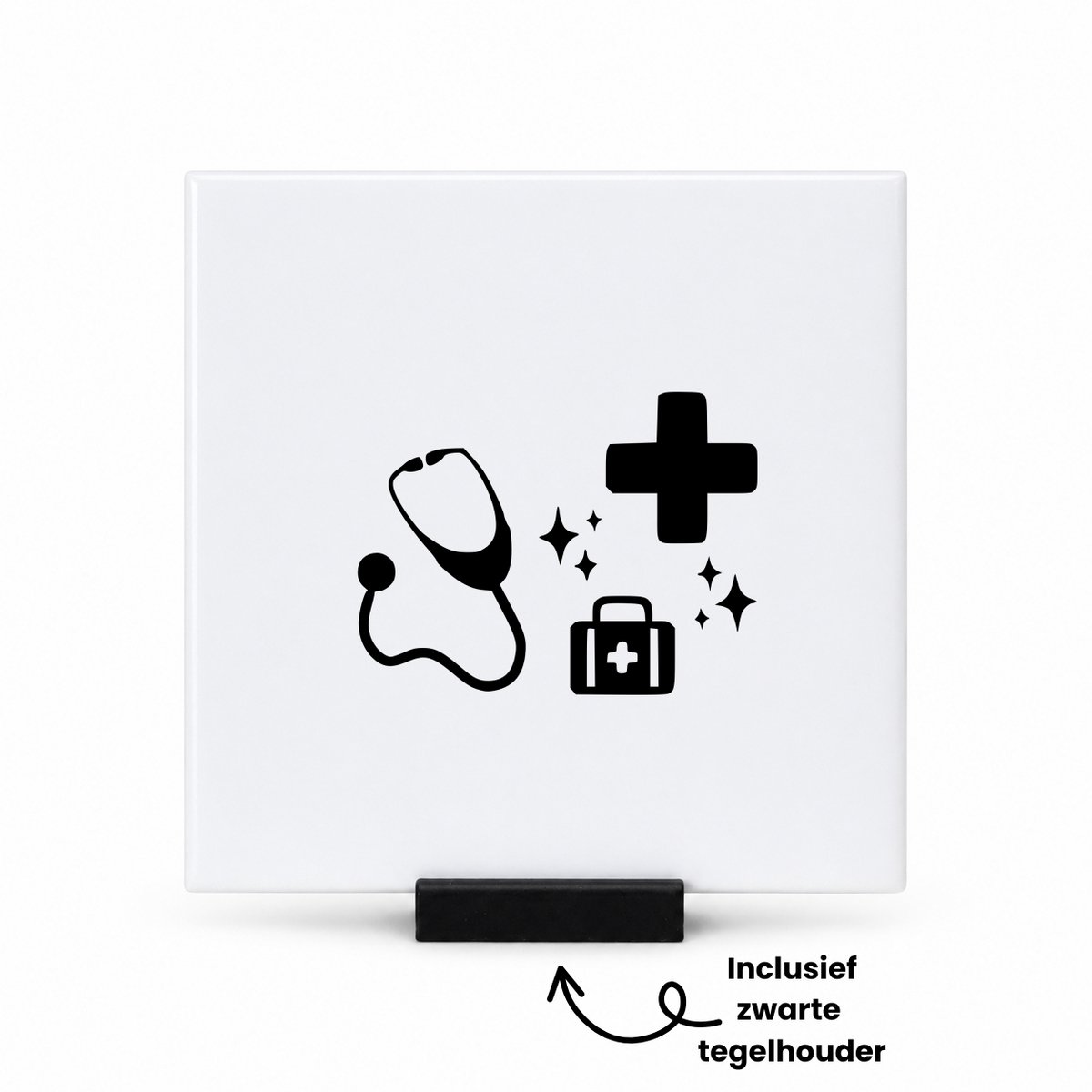 Hacebo Dokter tegeltje met tegelhouder - Dokter - Dokter Arts Verpleegkundige - tegeltjes met tekst - Verpleegkundige - dankjewel - Ziekenhuis - Verpleegster - spreuktegels - 10.8x10.8 CM Wit