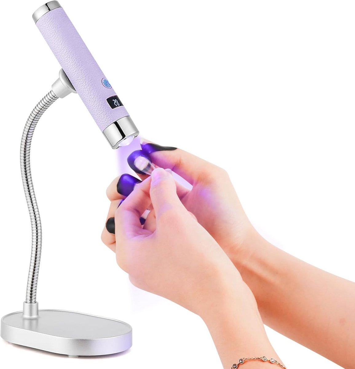 KZQ Draadloze UV Nagellamp Met Flexibele Hals Automatische Sensor LCD Scherm 2 Tijdstanden Mini Uithardingslampje Voor Gellak Paars