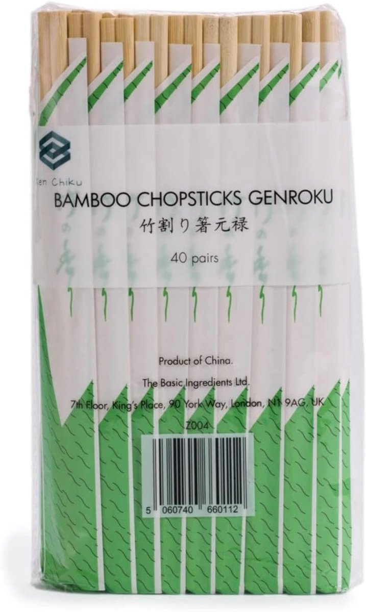 SnelShoppen - Bamboo chopsticks Genroku 20 cm - 40 paar - Duurzame bamboe - Individueel verpakt - Japanse hashi - Ohashi voor feest, camping, keuken e