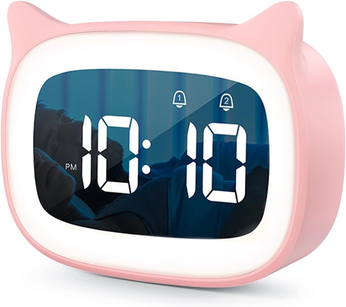 SnelShoppen - Digital Kids Alarm Clock - Snooze Functie, Dubbele Alarmfunctie, Nachtlampje, 12/24 Uur LED Alarmklok met 18 Melodieën en 5 Helderheidss