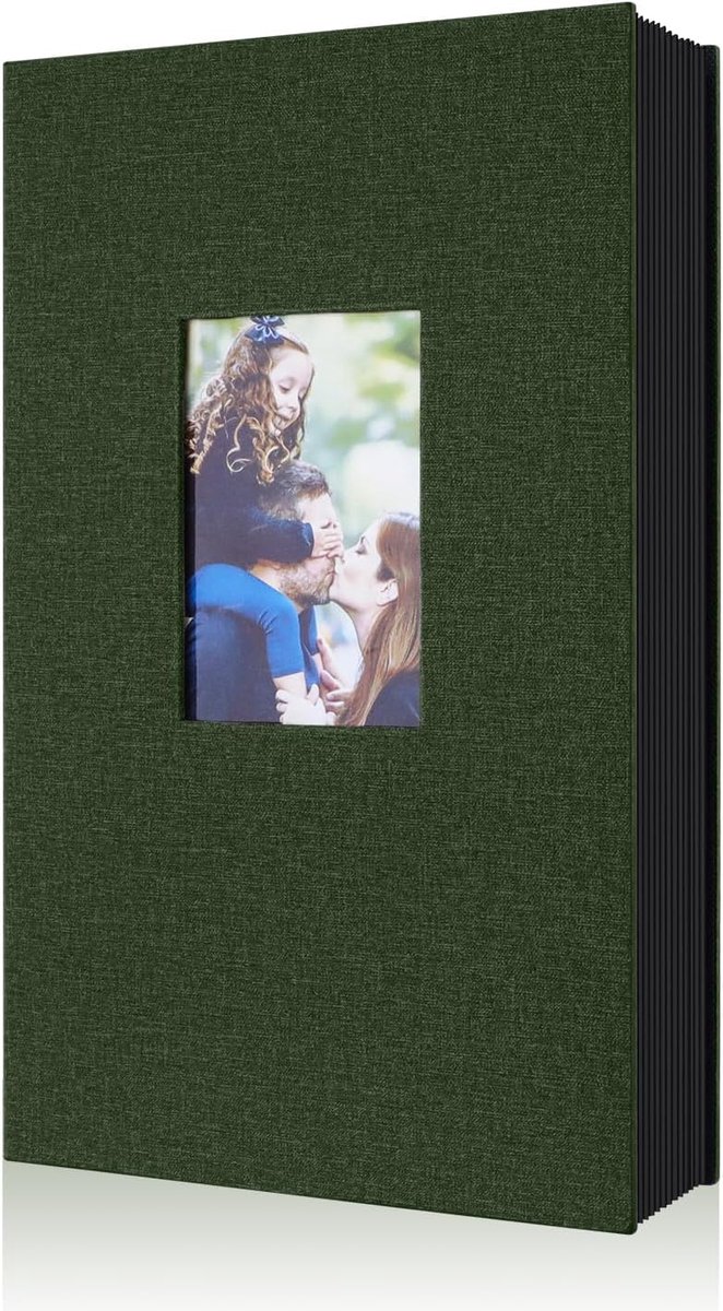 SnelShoppen - Fotoalbum 10 x 15 cm - 300 Foto's - Linnen - Groen - Horizontaal - Ideaal voor Feest, Vakantie, Kinderen