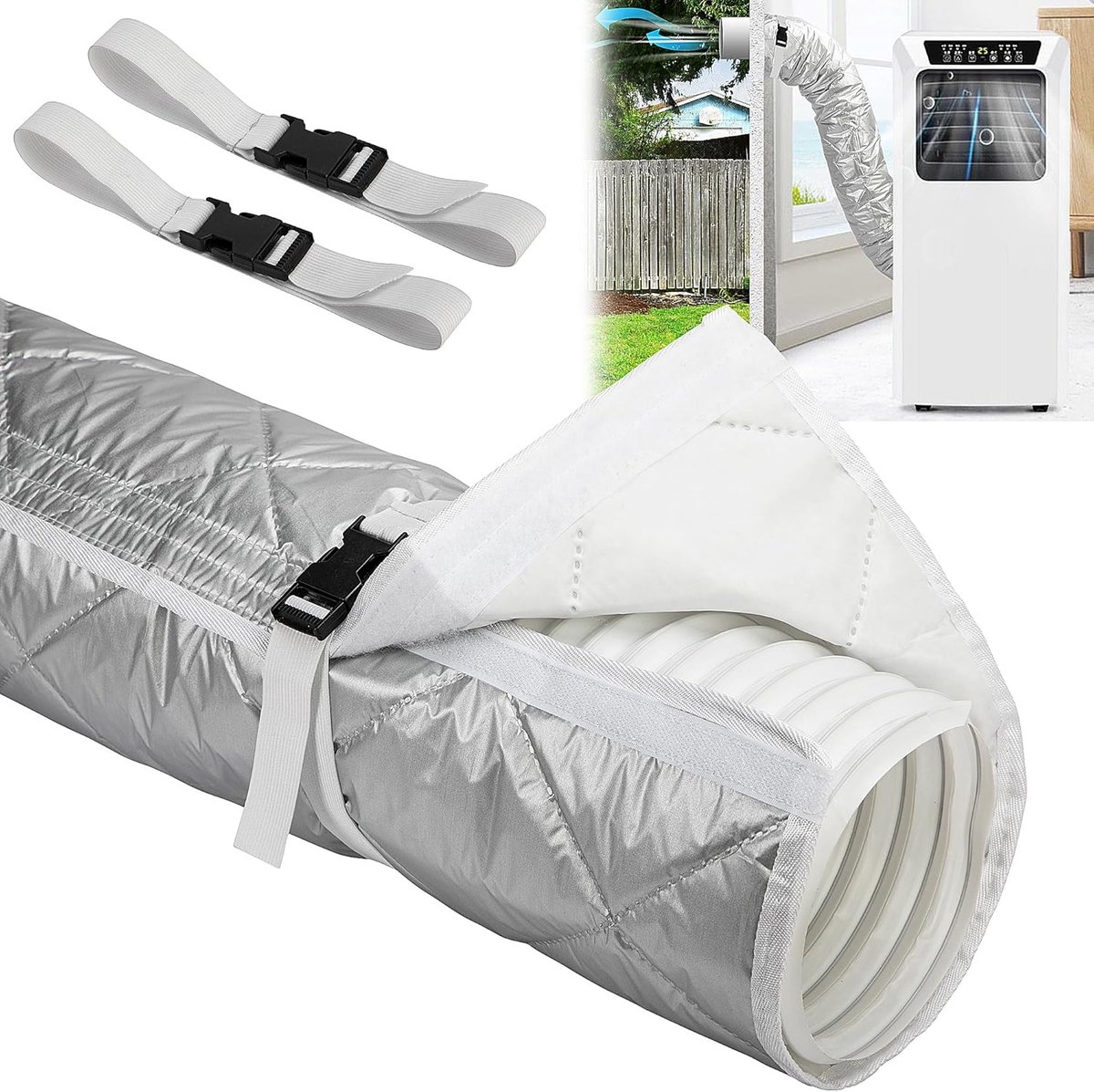 SnelShoppen - 150 x 50 cm Hulpstuk voor Draagbare Airconditioners - Isolatiehoes voor Airconditioning Afvoerslang - Hoogwaardige Thermische Beschermin