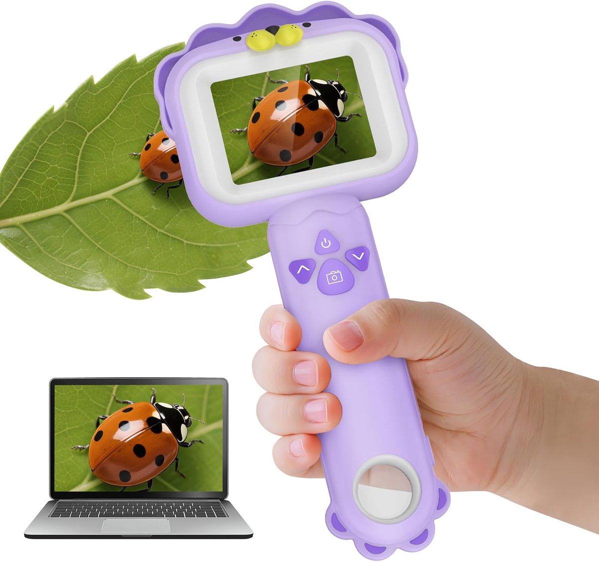 SnelShoppen - Mini Pocket Microscoop voor Kinderen - Educatief STEM Speelgoed met 2.4-inch IPS Scherm, 1080P Resolutie, 8 LED Lichten - Ideaal voor 3-