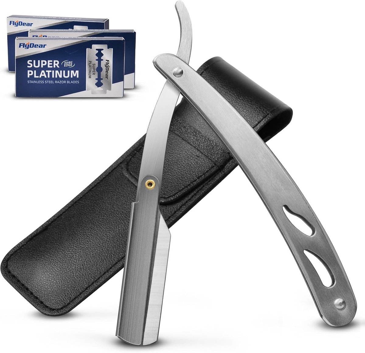 SnelShoppen - URAQT Scheermes voor Mannen met Verwisselbare Bladen en Etui, Reis Scheerset met 30 Dubbele Scheermesjes, Precisie Scheermes voor Handbe