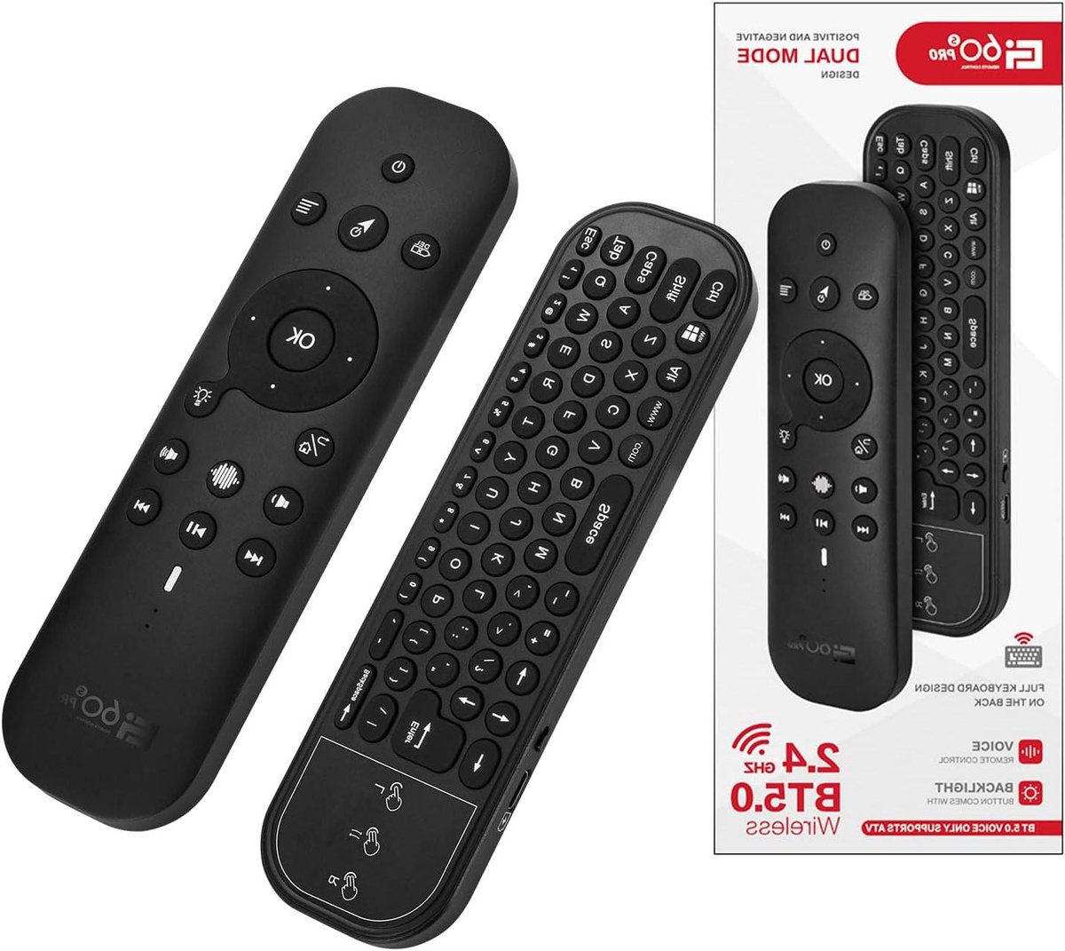 Universele Afstandsbediening - Smart Remote - Media Bediening - Spraakbesturing en Toetsenbord - 21 cm - Zwart