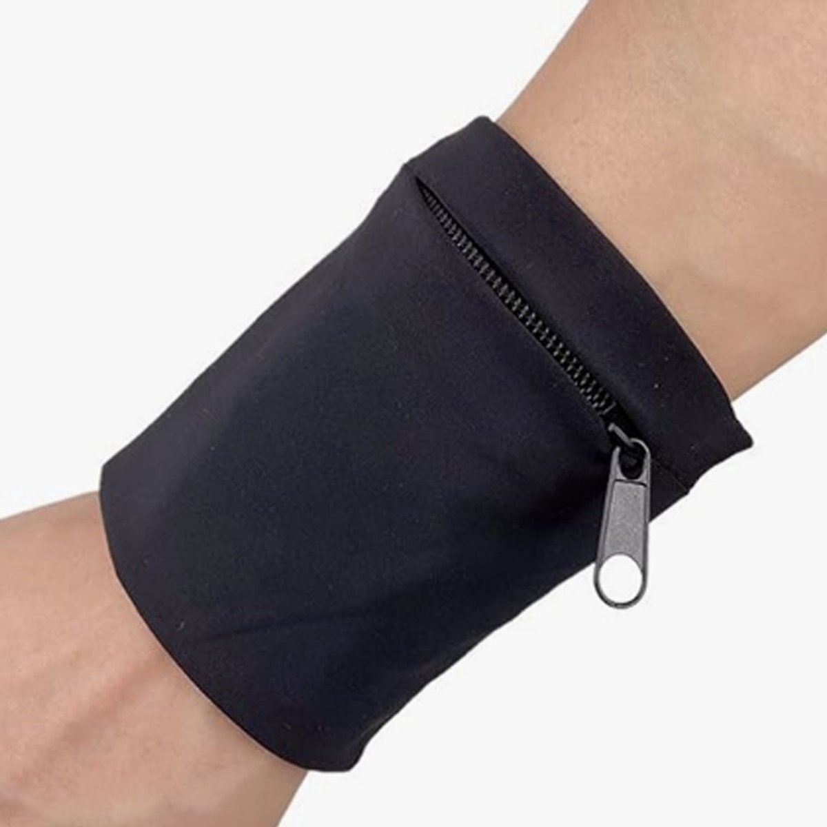 2x Polsbandje - Zweetbandje - Met rits - Wristband - Buitensporten - Sport accessoire - Zwart - Jonyx