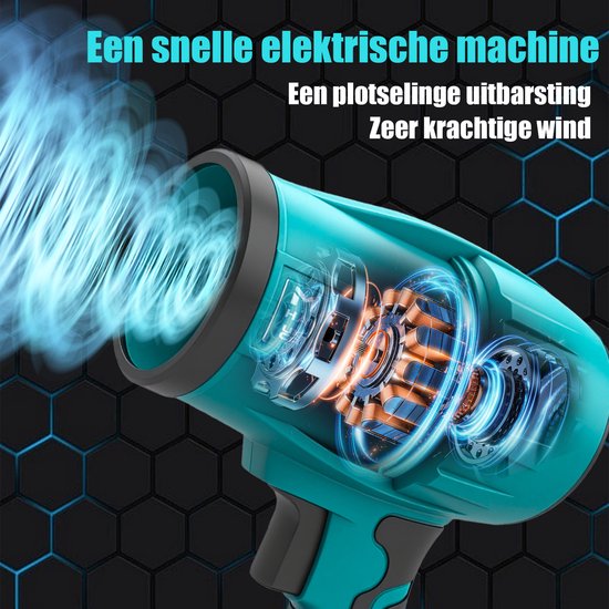 Draadloze hand‑bladblazer 18V, krachtige accublazer met 3‑verwisselbare spuitmonden en 5500 mAh‑accu voor tuin, garage en binnenshuis‑reiniging — afbeelding 2