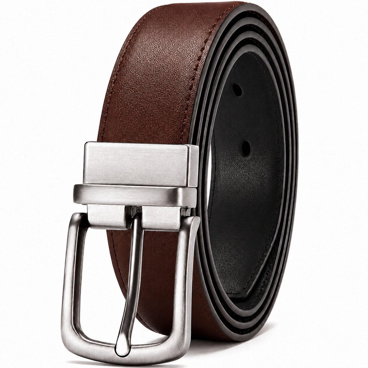 Riem Heren - Omkeerbaar in Bruin & Zwart - Verstelbaar - Broekriem - 110 CM - Zwart