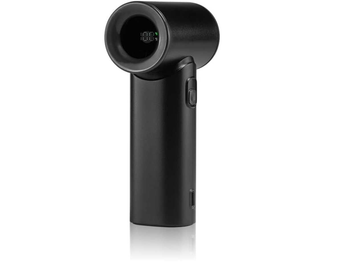 Mini-draagbare turboventilator – ultra-compact 12 cm – 3000 mAh oplaadbaar via USB-C – 5 snelheden + LED-display – zwart.L