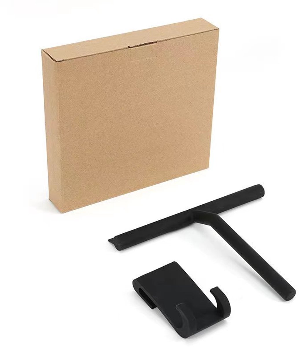 Glasreiniger met haak - Douchewandwisser - Raamwisser - Vierkante haak - Siliconenmateriaal - 22x20x4cm - Geschikt voor glazen oppervlakken, Spiegels, tegels en autoruiten in badkamers en toiletten - Zwart