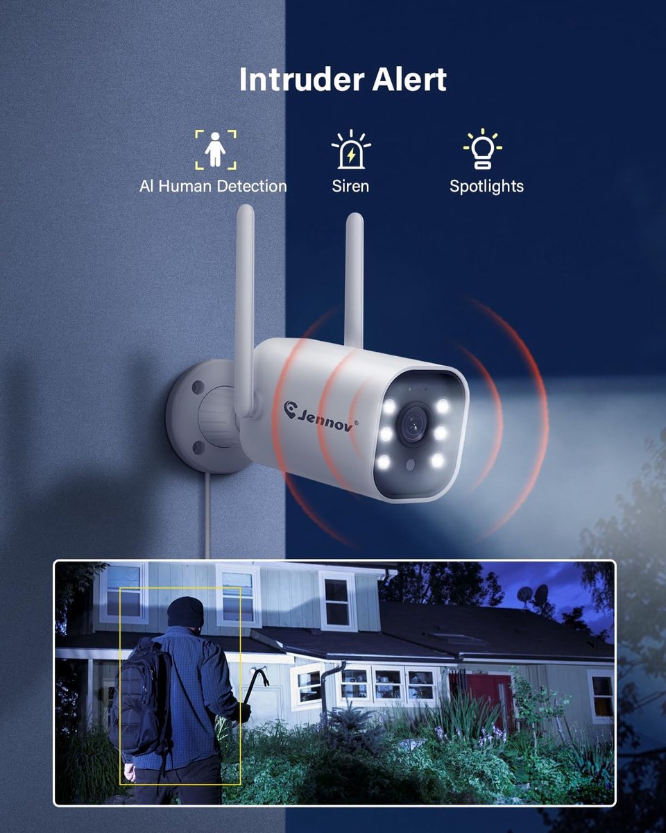 SnelShoppen - 5MP Beveiligingscamera Set met 10CH WLAN NVR, 4x WiFi Buiten Camera, 120° Hoek, 24/7 Opname, Persoon Detectie, 2-Weg Audio, Kleur Nachtz