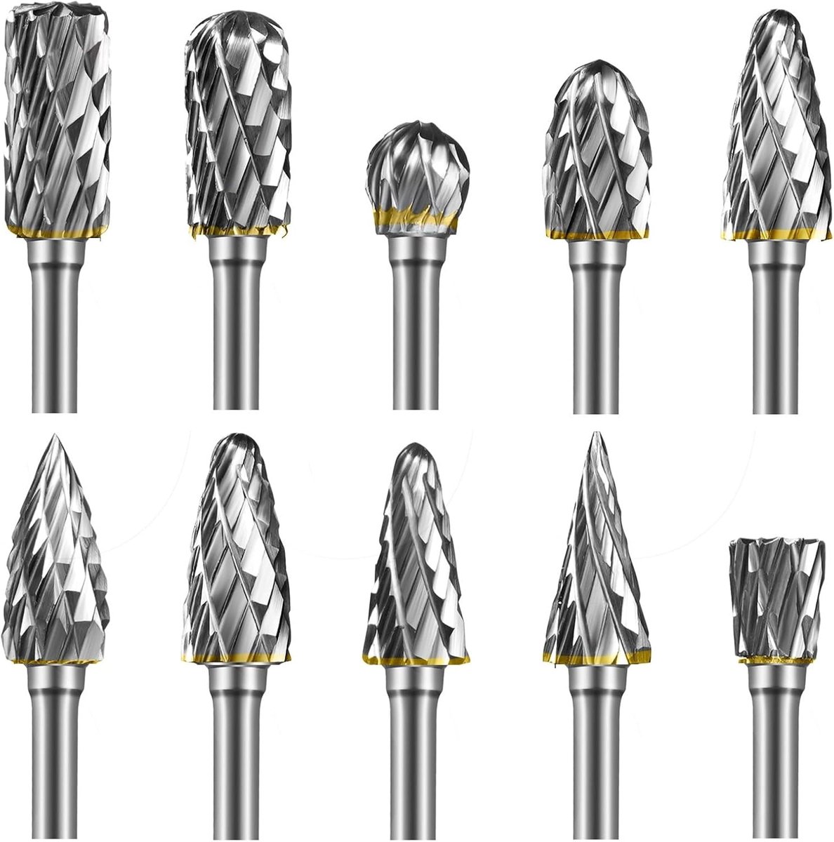 SnelShoppen - Set van 10 Freespen, Dubbel Geslepen Tungsten Carbide Draaigereedschap voor Houtbewerking, Graveren, Boorwerk en Metaalpolijsten, Schach