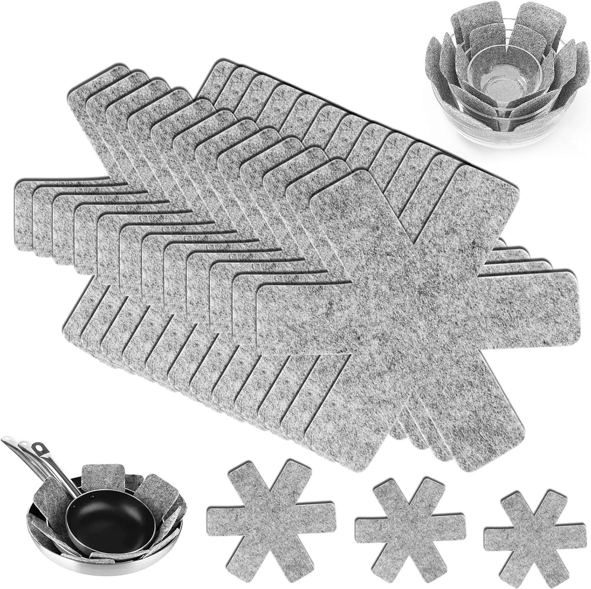 SnelShoppen - 12 Stuks Vilt Kookplaat Beschermers - 3 Verschillende Maten - Krassen Bescherming - 38-33-22 cm - High-Quality Fleece - Antislip - Keuke